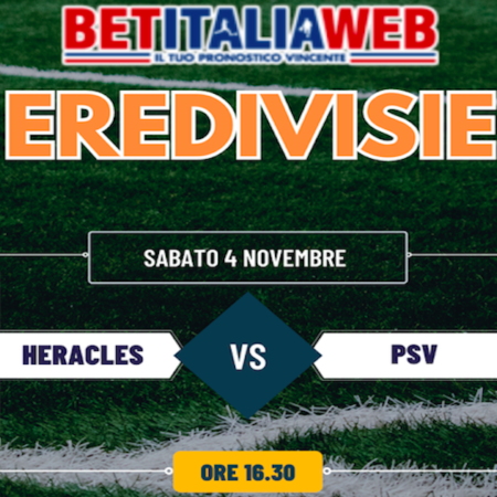 Pronostici Eredivisie 11° giornata: Heracles-PSV e partite del campionato di calcio olandese