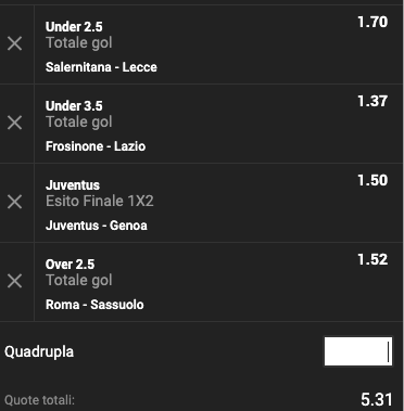 Multipla 29a giornata Serie A