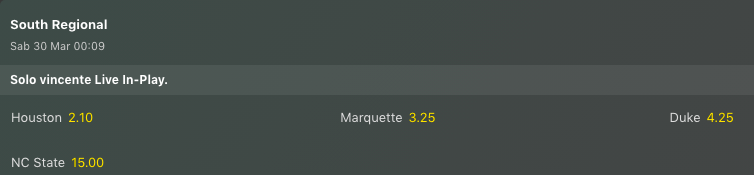 Pronostici NCAAB Sweet 16