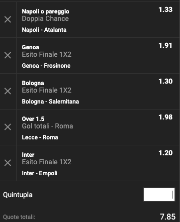 Multipla 30a giornata Serie A