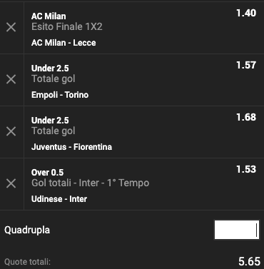 Multipla 31a giornata Serie A