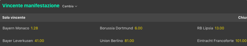 Quote antepost pre stagione