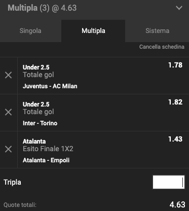 Multipla 34a giornata Serie A