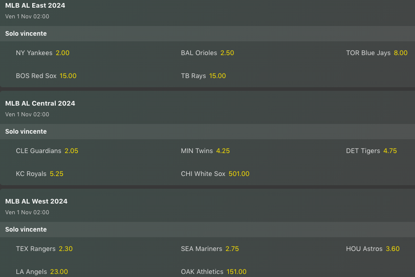 Pronostici MLB Week 6