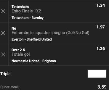 Schedina 37a giornata Premier League