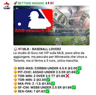 Risultati pick MLB domenica