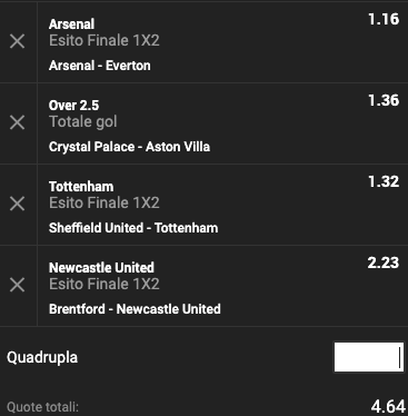 Schedina 38a giornata Premier League