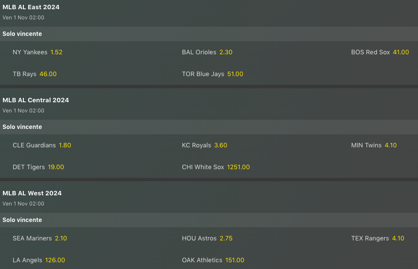 Pronostici MLB Week 10