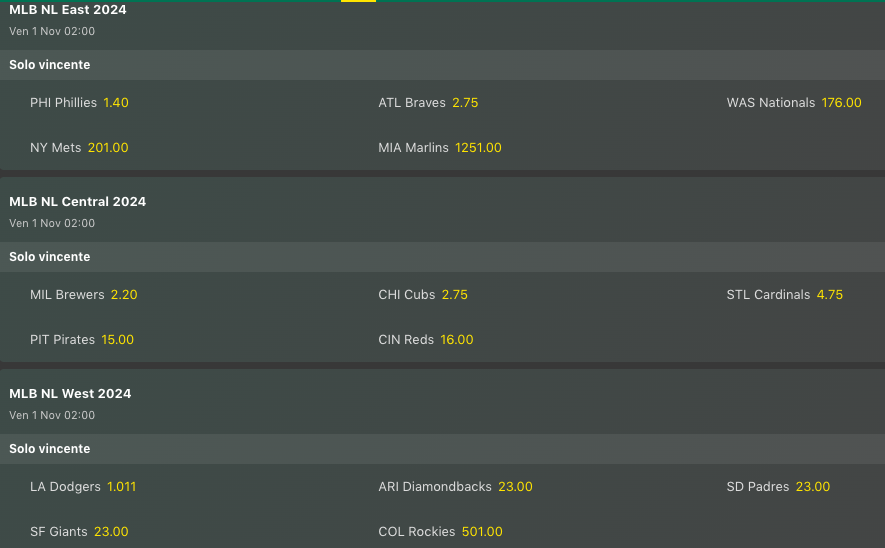 Pronostici MLB Week 10