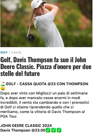 Pronostici Golf ISCO Championship 2024