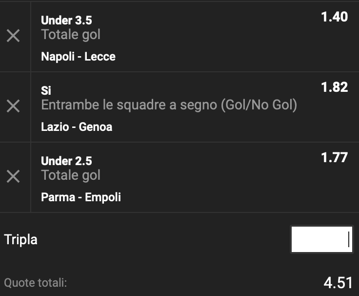 Multipla 9° Giornata Serie A