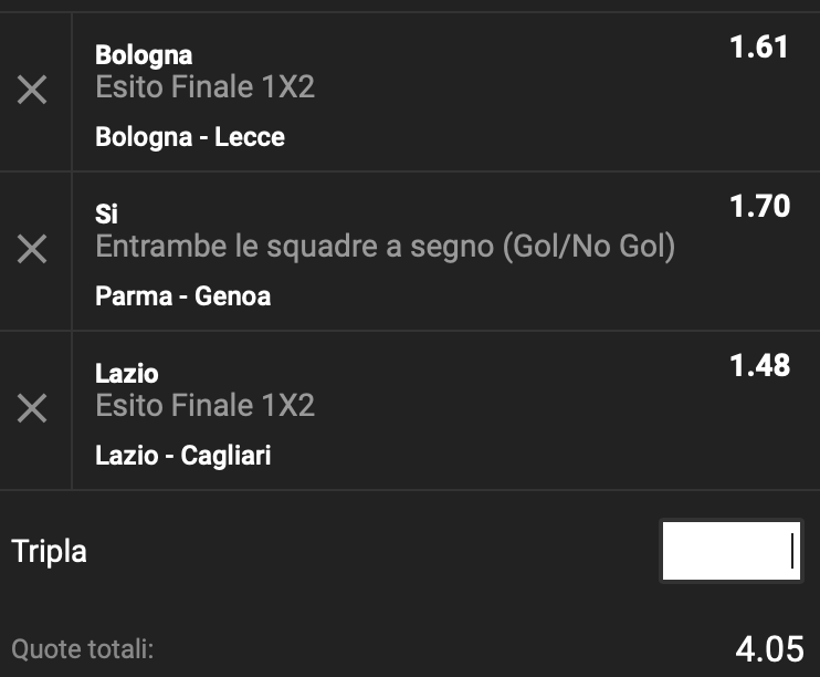 Multipla Serie A 11° giornata