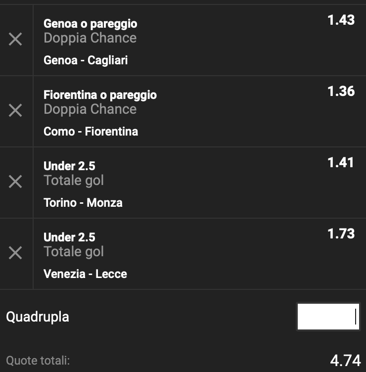 Multipla Serie A 13° giornata