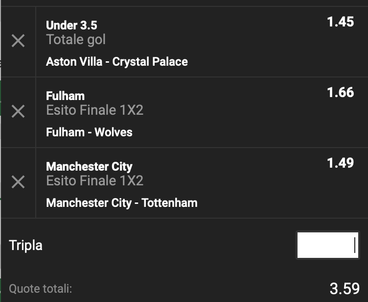 Multipla calcio premier league