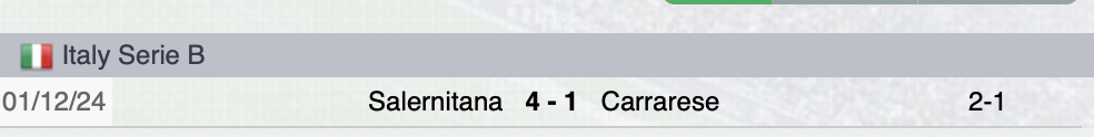 Precedenti Carrarese-Salernitana