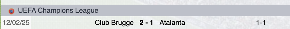 Precedenti Atalanta-Bruges